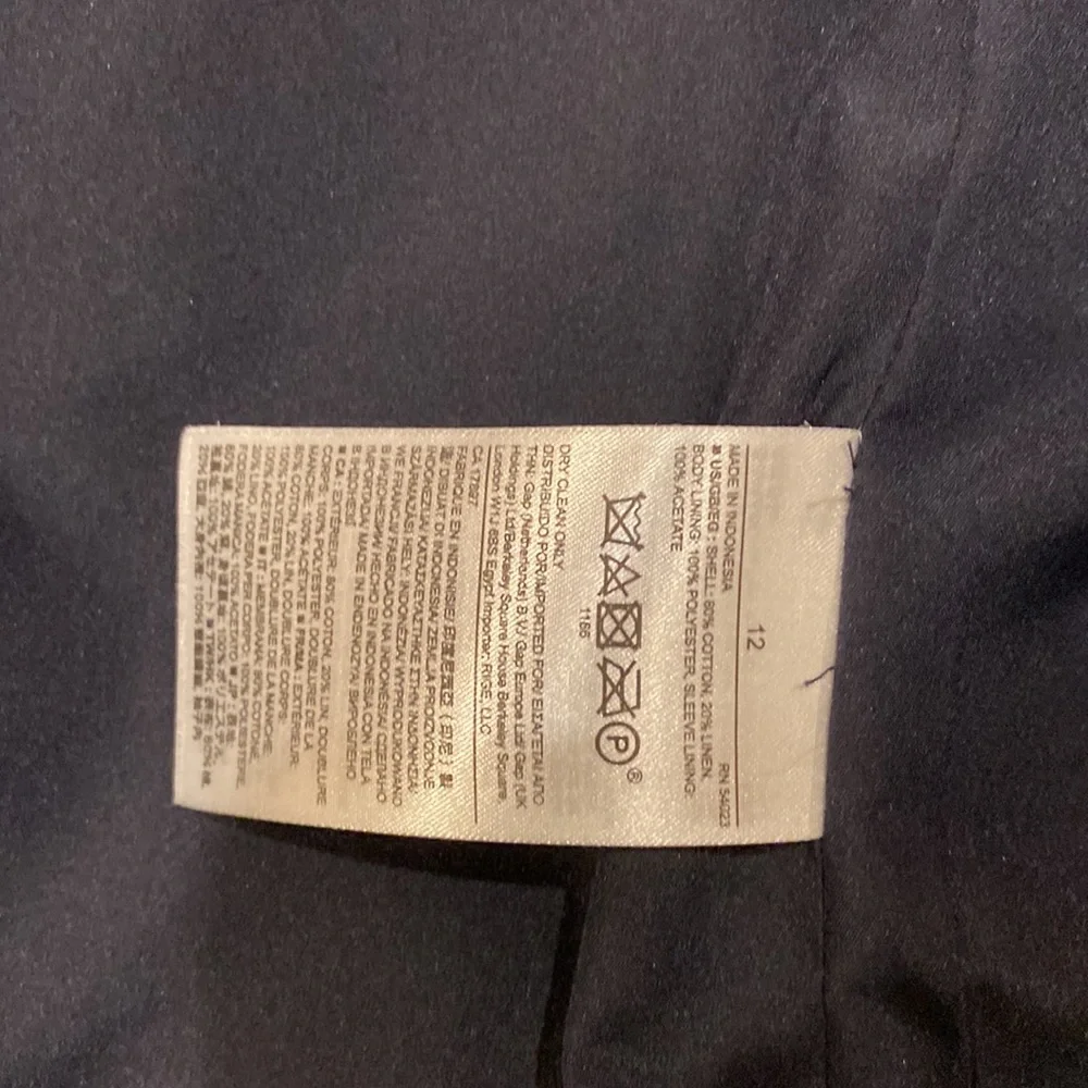 Banana Republic navy blue and white jacket/blazer with raw hem size 12